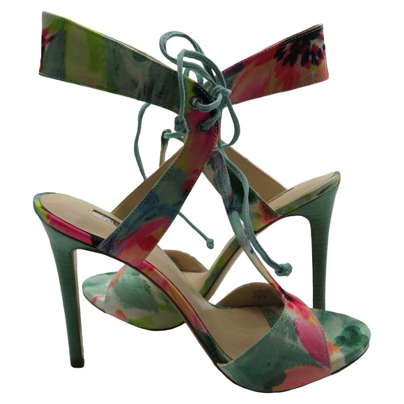 Guess ALEXES Floral Print Tie Heels Sandal 7 - Picture 7 of 8